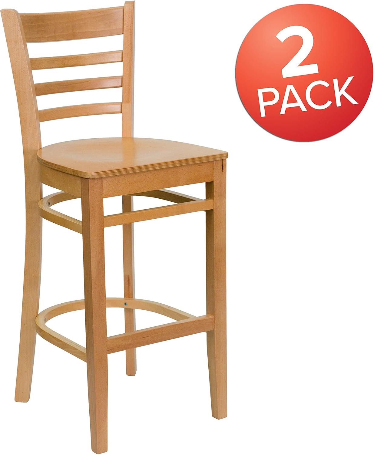 image:imageFlash Furniture HERCULES Series Ladder Back Walnut Wood Restaurant Barstool Black Vinyl SeatNatural Wood SeatNatural Wood Frame