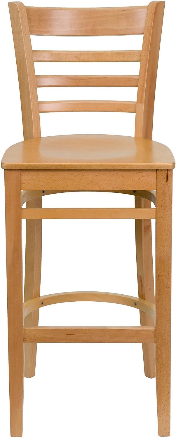 image:imageFlash Furniture HERCULES Series Ladder Back Walnut Wood Restaurant Barstool Black Vinyl SeatNatural Wood SeatNatural Wood Frame