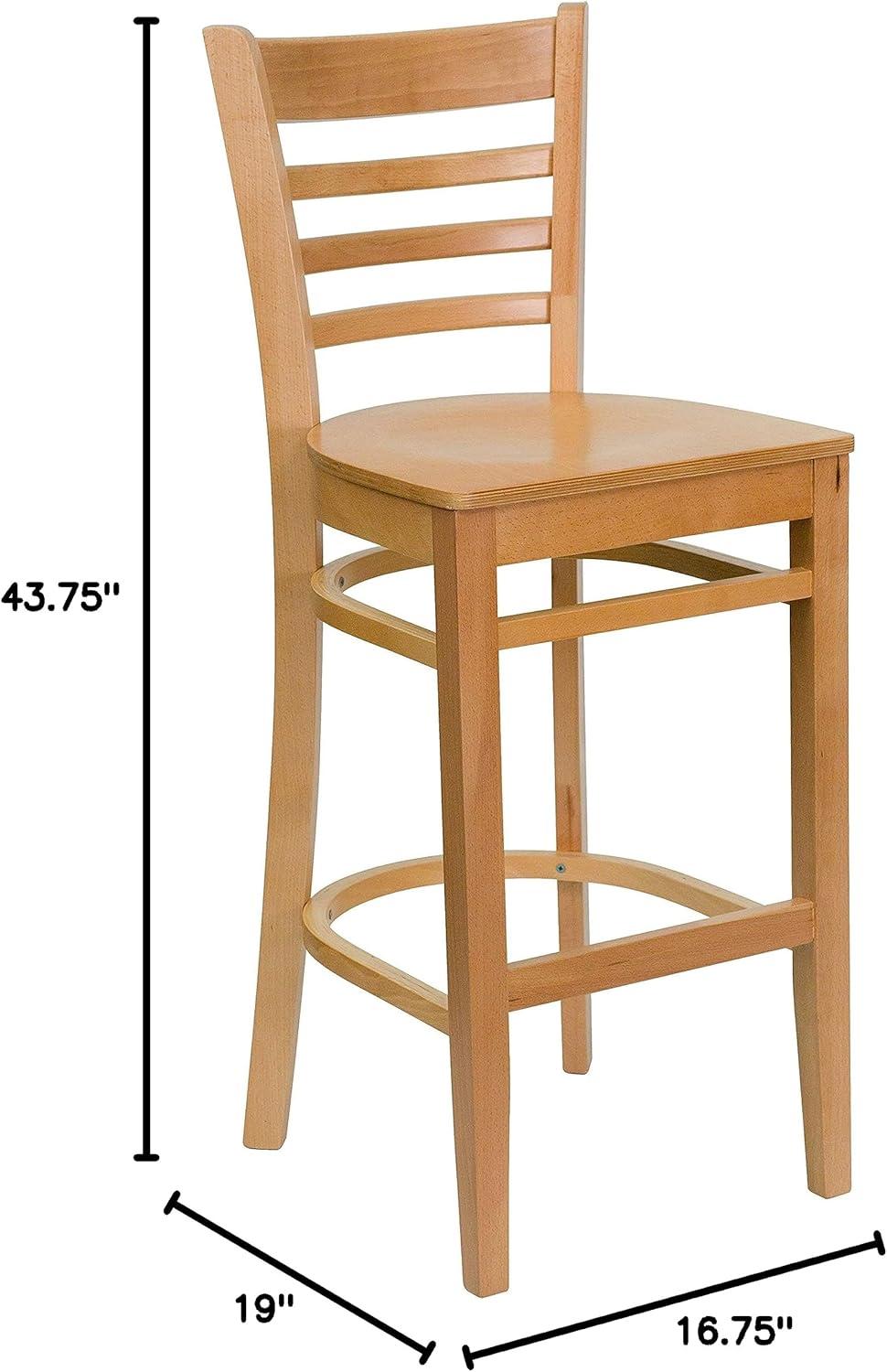image:imageFlash Furniture HERCULES Series Ladder Back Walnut Wood Restaurant Barstool Black Vinyl SeatNatural Wood SeatNatural Wood Frame