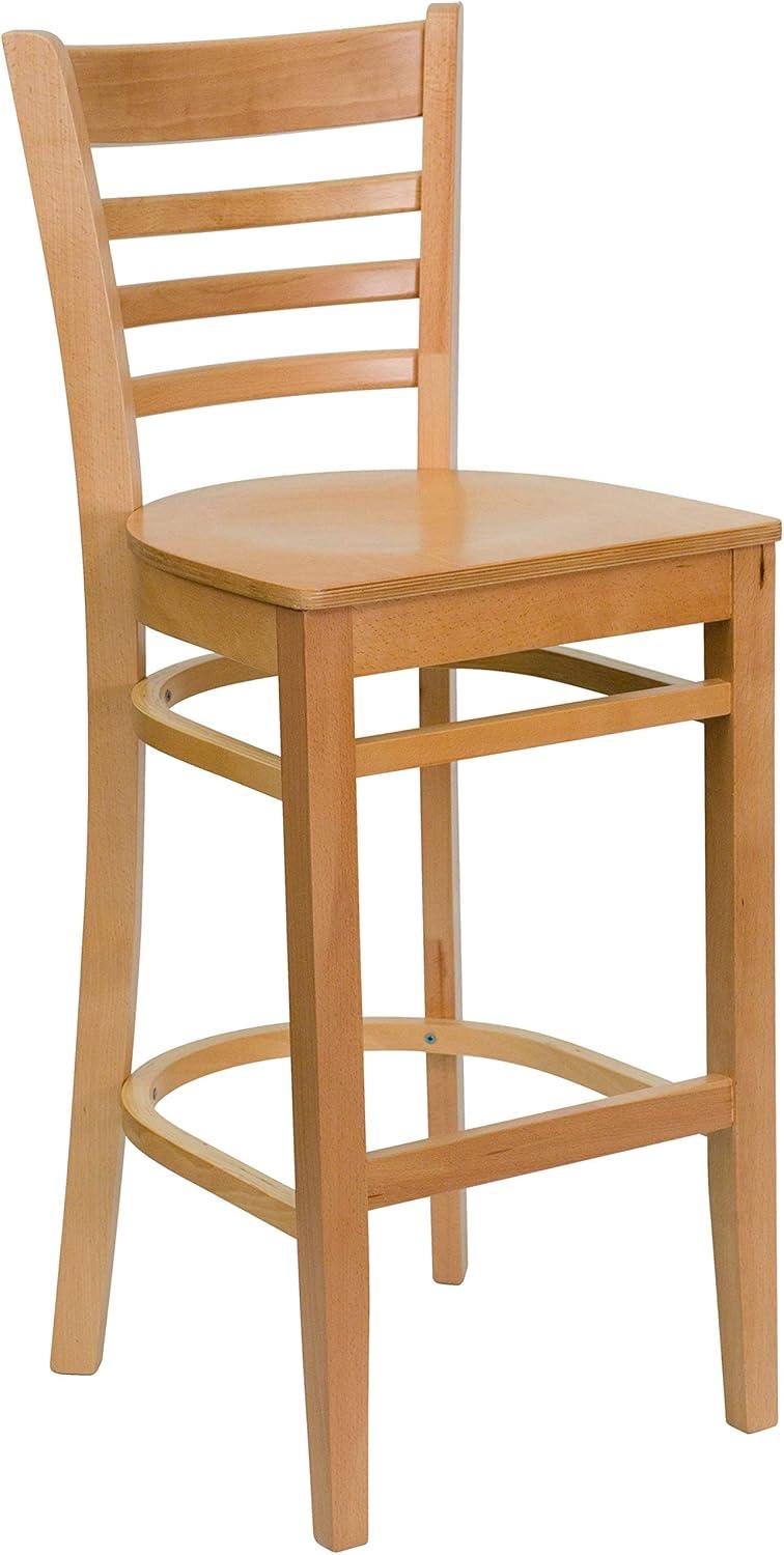 image:imageFlash Furniture HERCULES Series Ladder Back Walnut Wood Restaurant Barstool Black Vinyl SeatNatural Wood SeatNatural Wood Frame