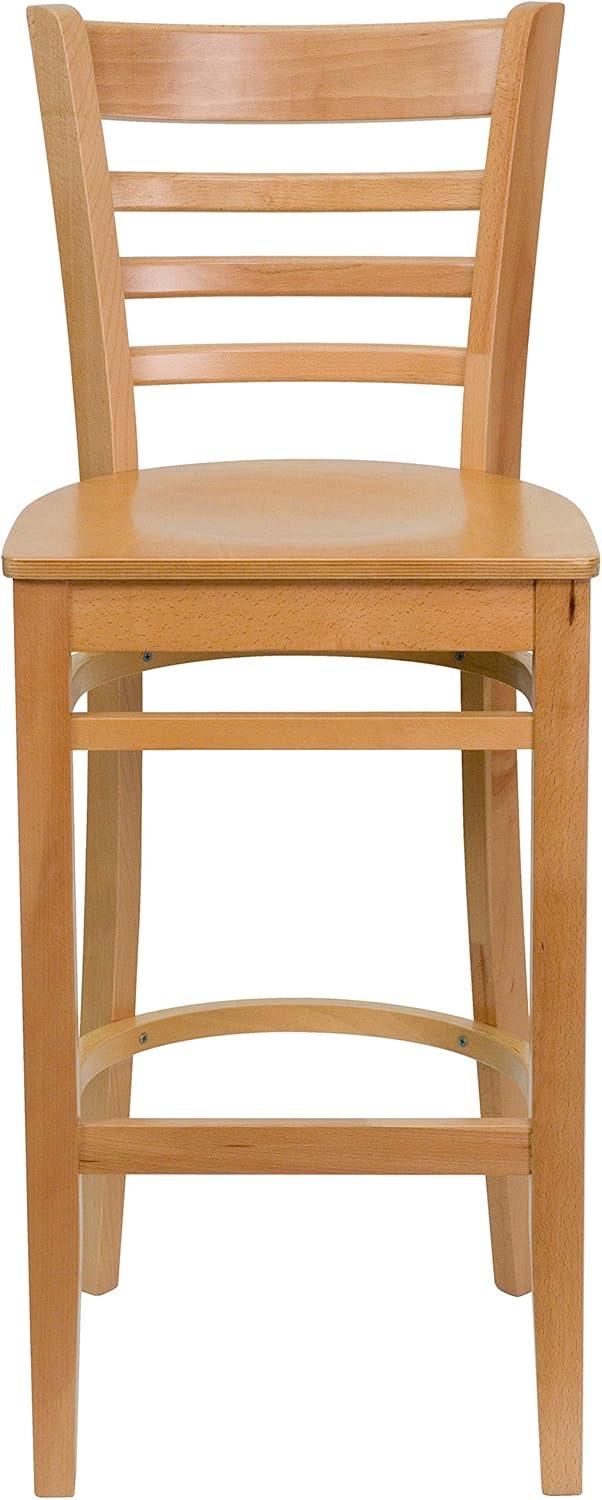 image:imageFlash Furniture HERCULES Series Ladder Back Walnut Wood Restaurant Barstool Black Vinyl SeatNatural Wood SeatNatural Wood Frame