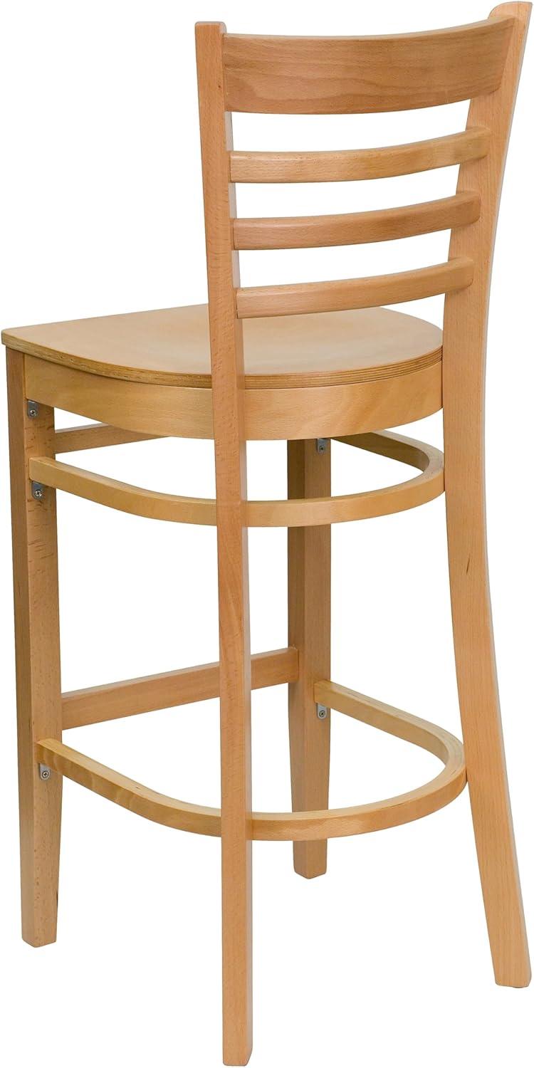 image:imageFlash Furniture HERCULES Series Ladder Back Walnut Wood Restaurant Barstool Black Vinyl SeatNatural Wood SeatNatural Wood Frame