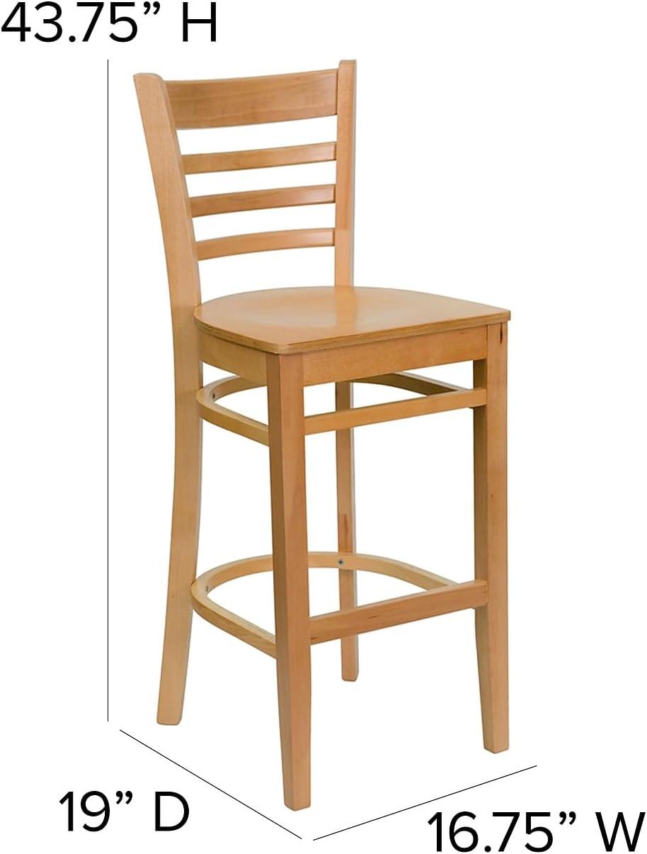 image:imageFlash Furniture HERCULES Series Ladder Back Walnut Wood Restaurant Barstool Black Vinyl SeatNatural Wood SeatNatural Wood Frame