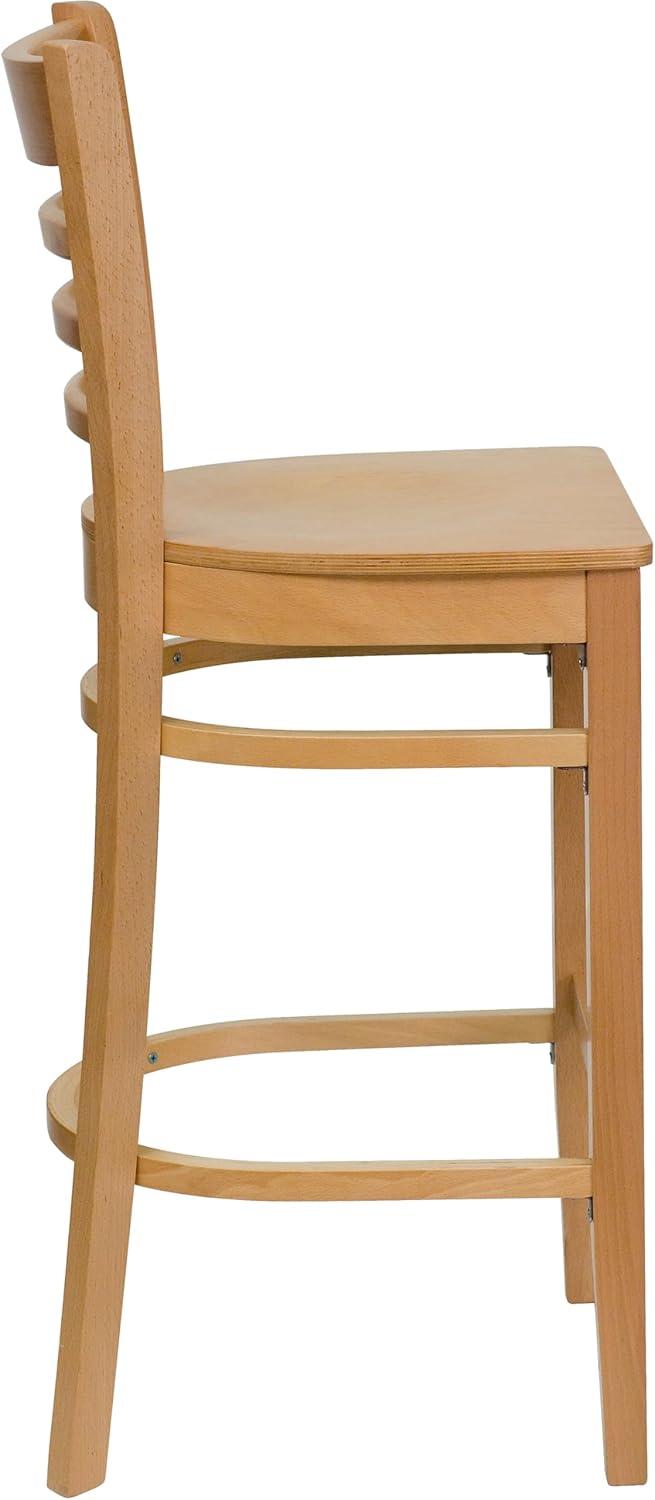 image:imageFlash Furniture HERCULES Series Ladder Back Walnut Wood Restaurant Barstool Black Vinyl SeatNatural Wood SeatNatural Wood Frame
