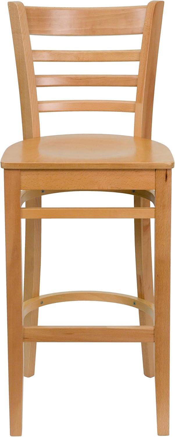image:imageFlash Furniture HERCULES Series Ladder Back Walnut Wood Restaurant Barstool Black Vinyl SeatNatural Wood SeatNatural Wood Frame