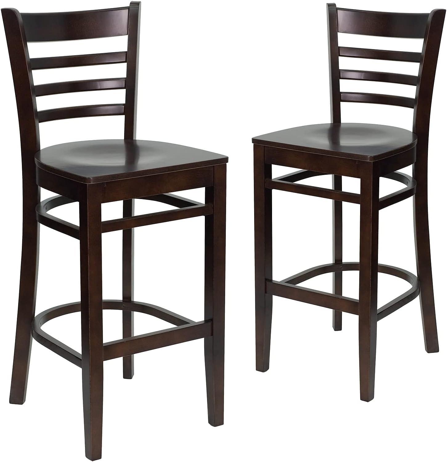 image:imageFlash Furniture HERCULES Series Ladder Back Walnut Wood Restaurant Barstool Black Vinyl SeatWalnut Wood SeatWalnut Wood Frame