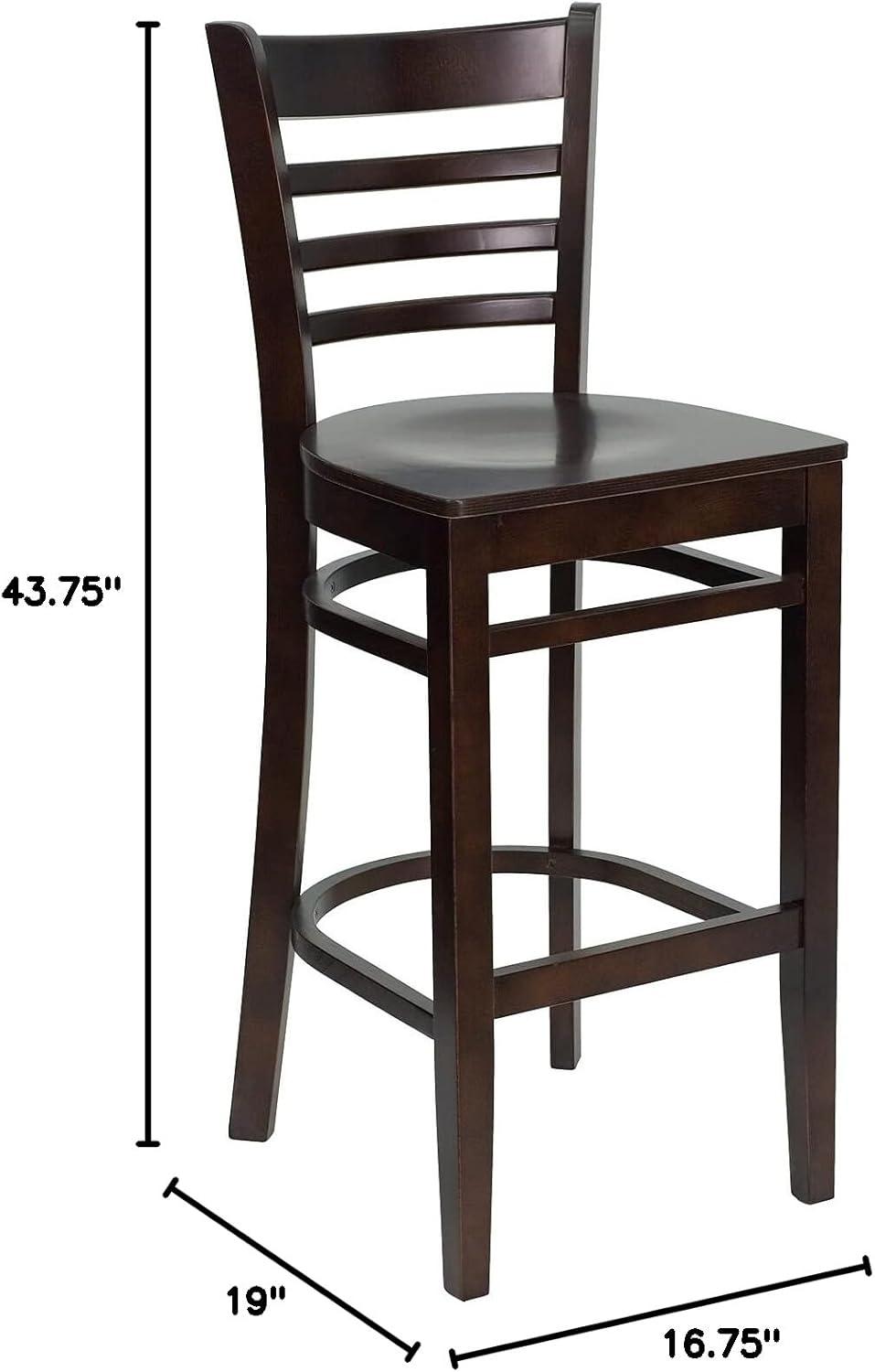 image:imageFlash Furniture HERCULES Series Ladder Back Walnut Wood Restaurant Barstool Black Vinyl SeatWalnut Wood SeatWalnut Wood Frame
