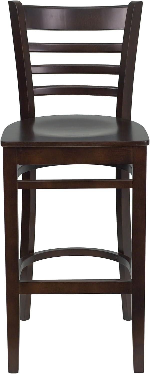 image:imageFlash Furniture HERCULES Series Ladder Back Walnut Wood Restaurant Barstool Black Vinyl SeatWalnut Wood SeatWalnut Wood Frame