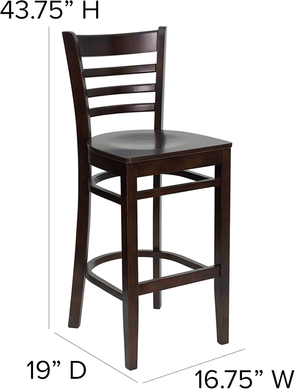 image:imageFlash Furniture HERCULES Series Ladder Back Walnut Wood Restaurant Barstool Black Vinyl SeatWalnut Wood SeatWalnut Wood Frame
