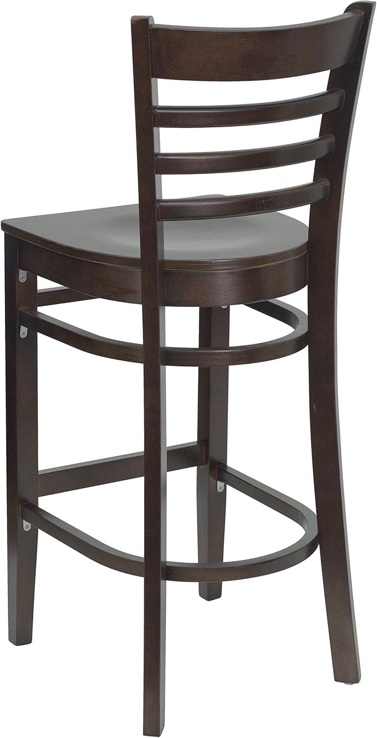 image:imageFlash Furniture HERCULES Series Ladder Back Walnut Wood Restaurant Barstool Black Vinyl SeatWalnut Wood SeatWalnut Wood Frame