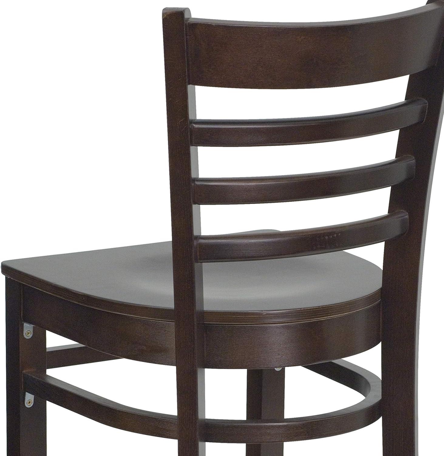 image:imageFlash Furniture HERCULES Series Ladder Back Walnut Wood Restaurant Barstool Black Vinyl SeatWalnut Wood SeatWalnut Wood Frame