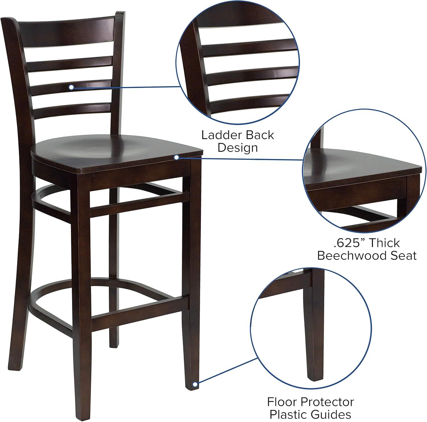 image:imageFlash Furniture HERCULES Series Ladder Back Walnut Wood Restaurant Barstool Black Vinyl SeatWalnut Wood SeatWalnut Wood Frame