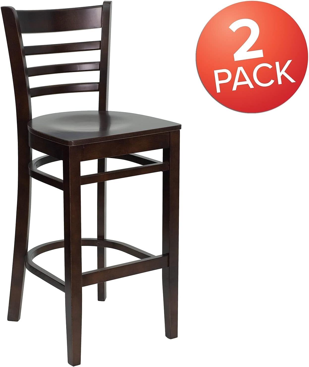 image:imageFlash Furniture HERCULES Series Ladder Back Walnut Wood Restaurant Barstool Black Vinyl SeatWalnut Wood SeatWalnut Wood Frame