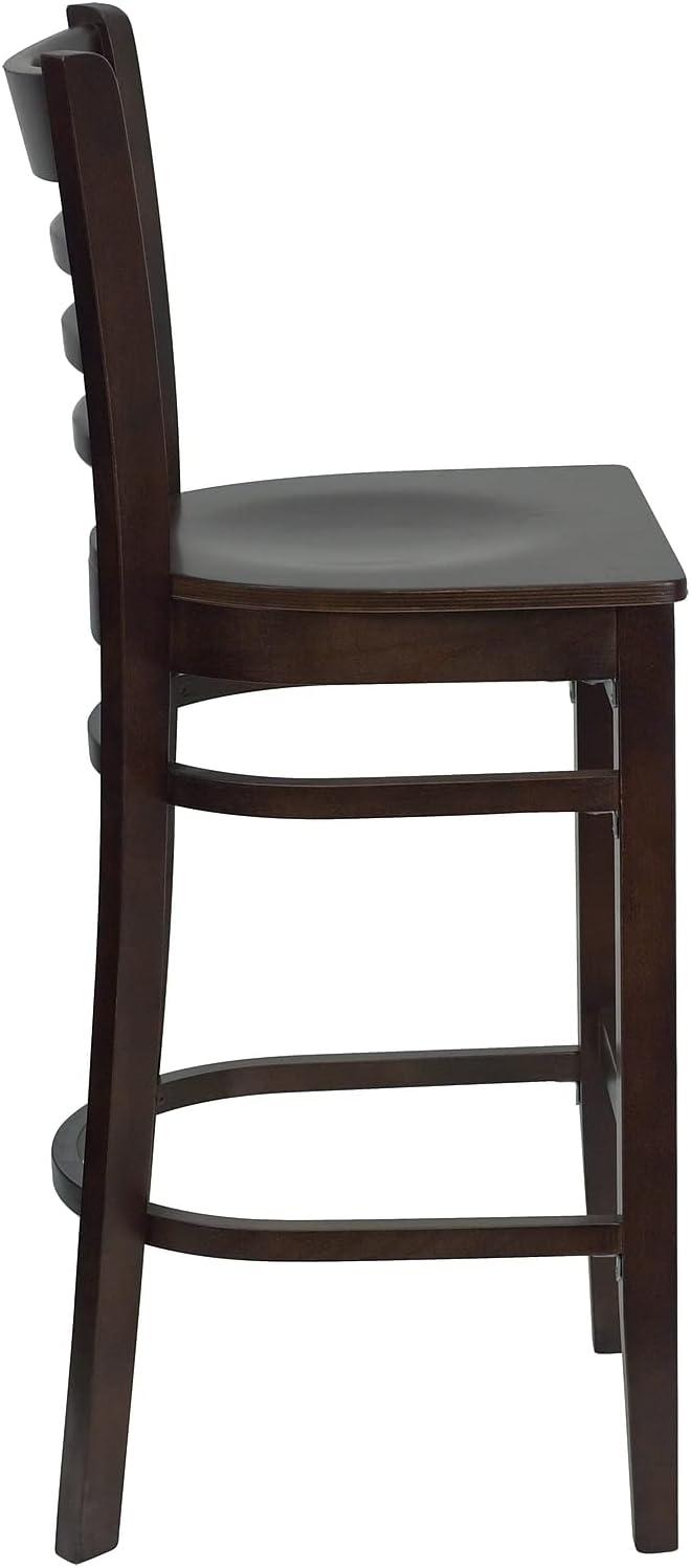 image:imageFlash Furniture HERCULES Series Ladder Back Walnut Wood Restaurant Barstool Black Vinyl SeatWalnut Wood SeatWalnut Wood Frame