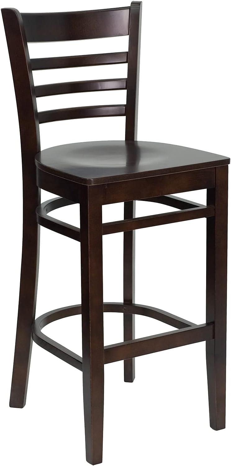 image:imageFlash Furniture HERCULES Series Ladder Back Walnut Wood Restaurant Barstool Black Vinyl SeatWalnut Wood SeatWalnut Wood Frame