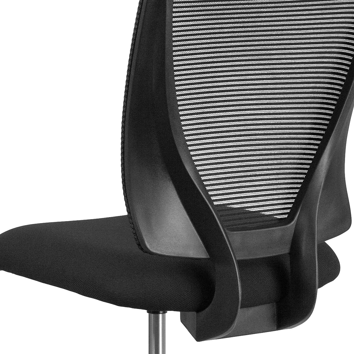 image:imageFlash Furniture Harper Ergonomic MidBack Mesh Drafting Chair with Black Fabric Seat Adjustable Foot Ring and Adjustable ArmsContemporary