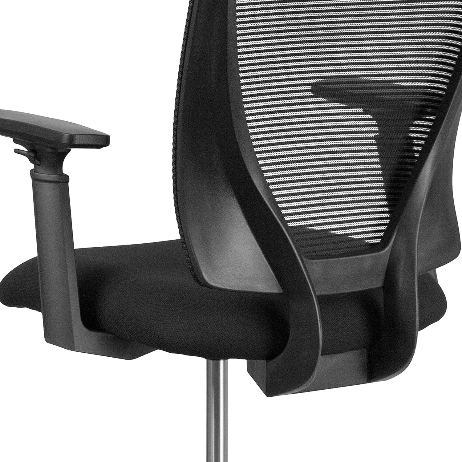 image:imageFlash Furniture Harper Ergonomic MidBack Mesh Drafting Chair with Black Fabric Seat Adjustable Foot Ring and Adjustable ArmsWith Arms