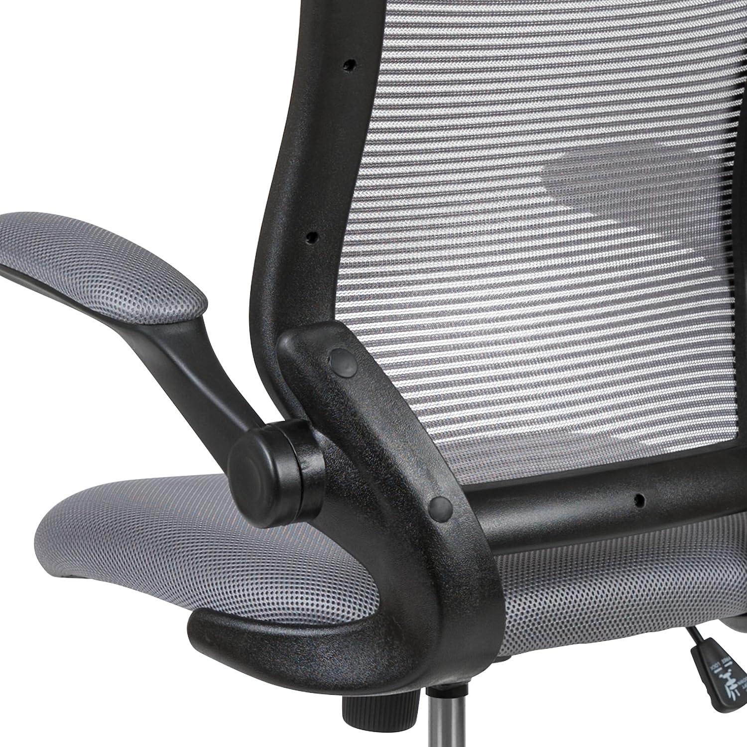 image:imageFlash Furniture Kale MidBack Swivel Office Chair with Height Adjustable Foot Ring and Lumbar Support Mesh Executive Chair with Armrests Dark Gray