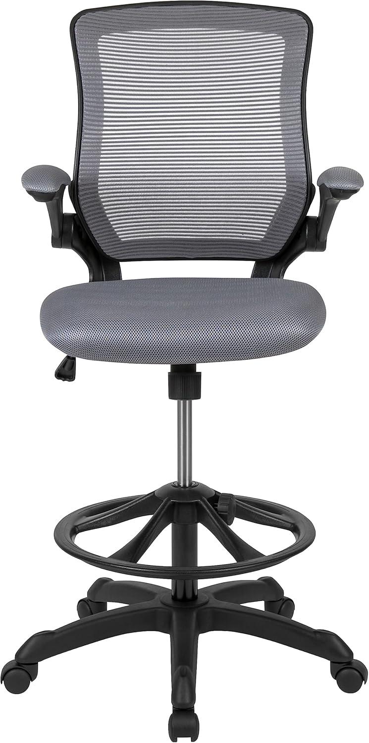 image:imageFlash Furniture Kale MidBack Swivel Office Chair with Height Adjustable Foot Ring and Lumbar Support Mesh Executive Chair with Armrests Dark Gray