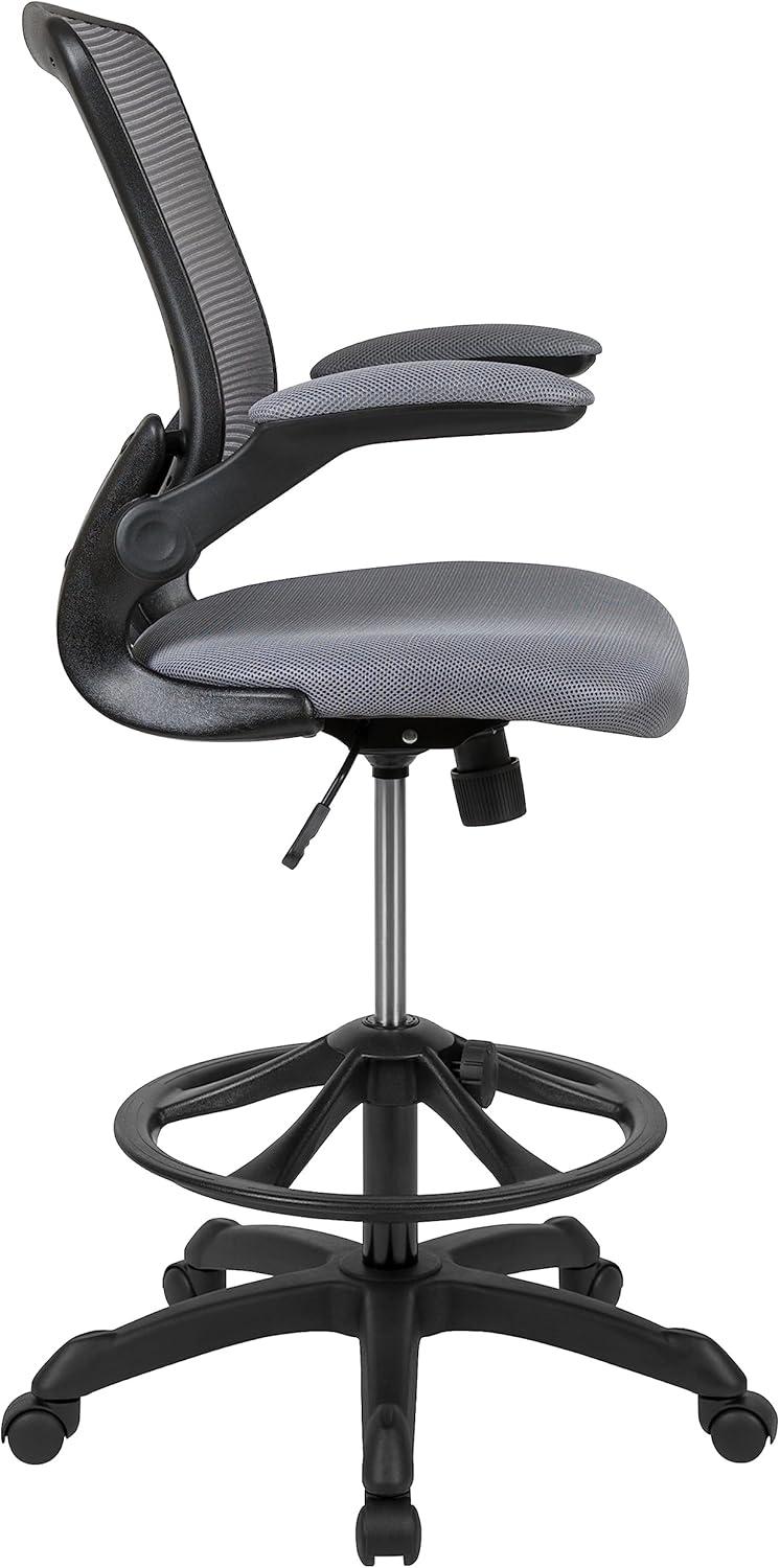 image:imageFlash Furniture Kale MidBack Swivel Office Chair with Height Adjustable Foot Ring and Lumbar Support Mesh Executive Chair with Armrests Dark Gray