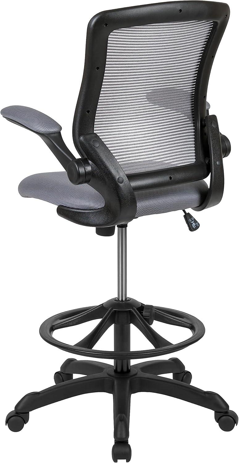 image:imageFlash Furniture Kale MidBack Swivel Office Chair with Height Adjustable Foot Ring and Lumbar Support Mesh Executive Chair with Armrests Dark Gray
