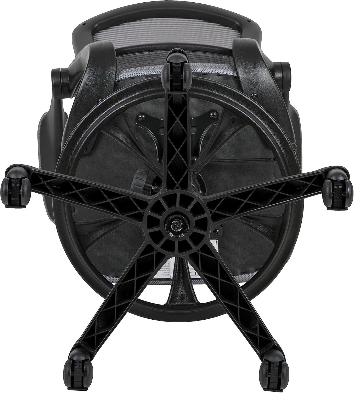 image:imageFlash Furniture Kale MidBack Swivel Office Chair with Height Adjustable Foot Ring and Lumbar Support Mesh Executive Chair with Armrests Dark Gray