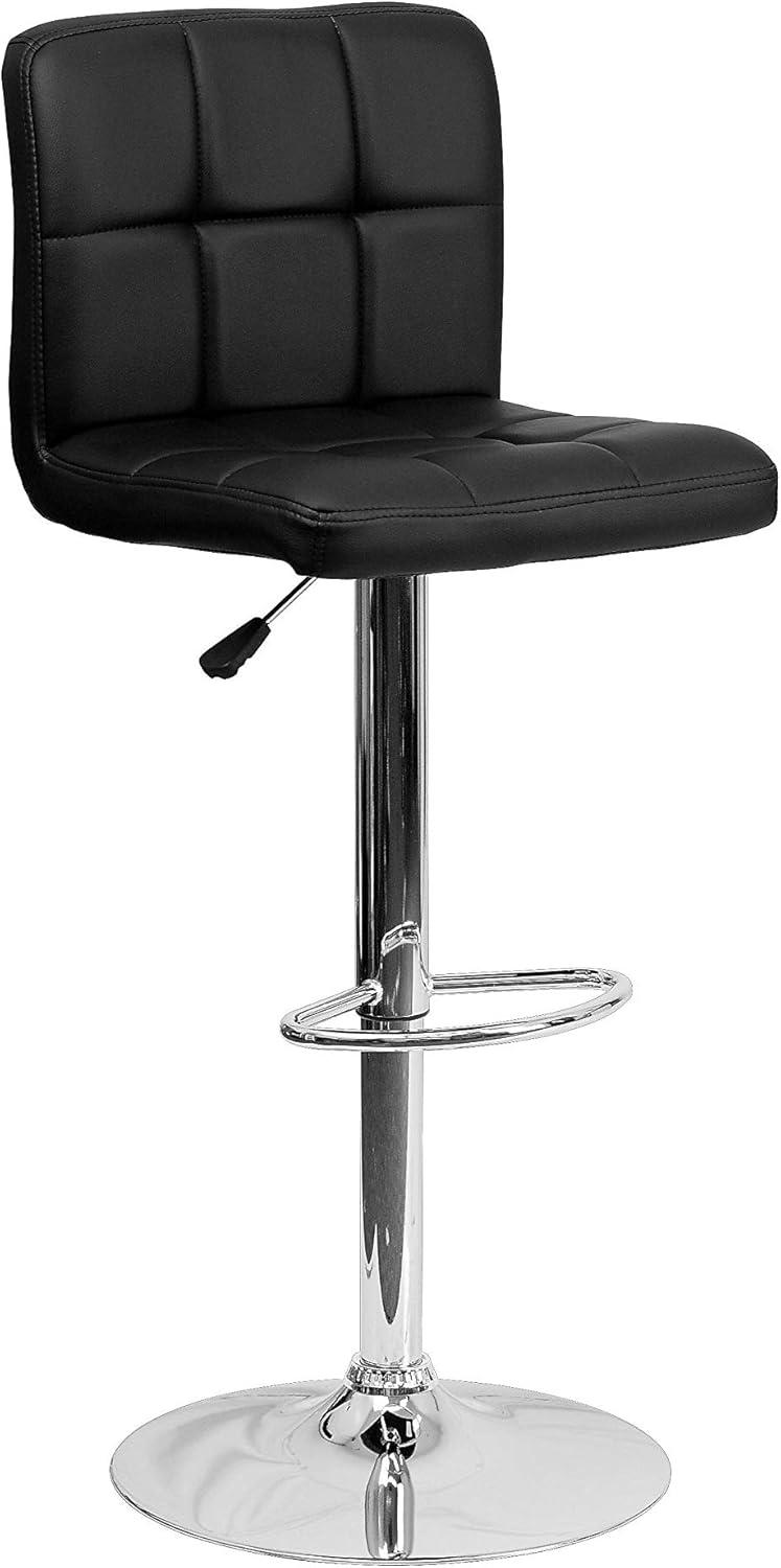 image:imageFlash Furniture Kathleen Contemporary White Quilted Vinyl Adjustable Height Barstool with Chrome Base Pack of 1Black