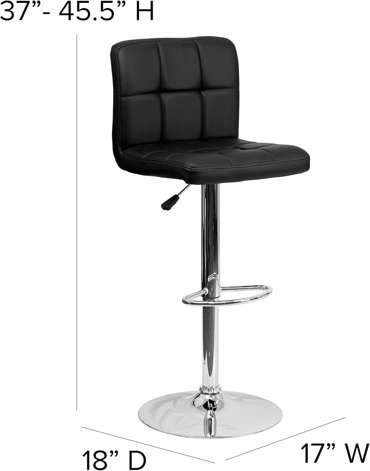 image:imageFlash Furniture Kathleen Contemporary White Quilted Vinyl Adjustable Height Barstool with Chrome Base Pack of 1Black