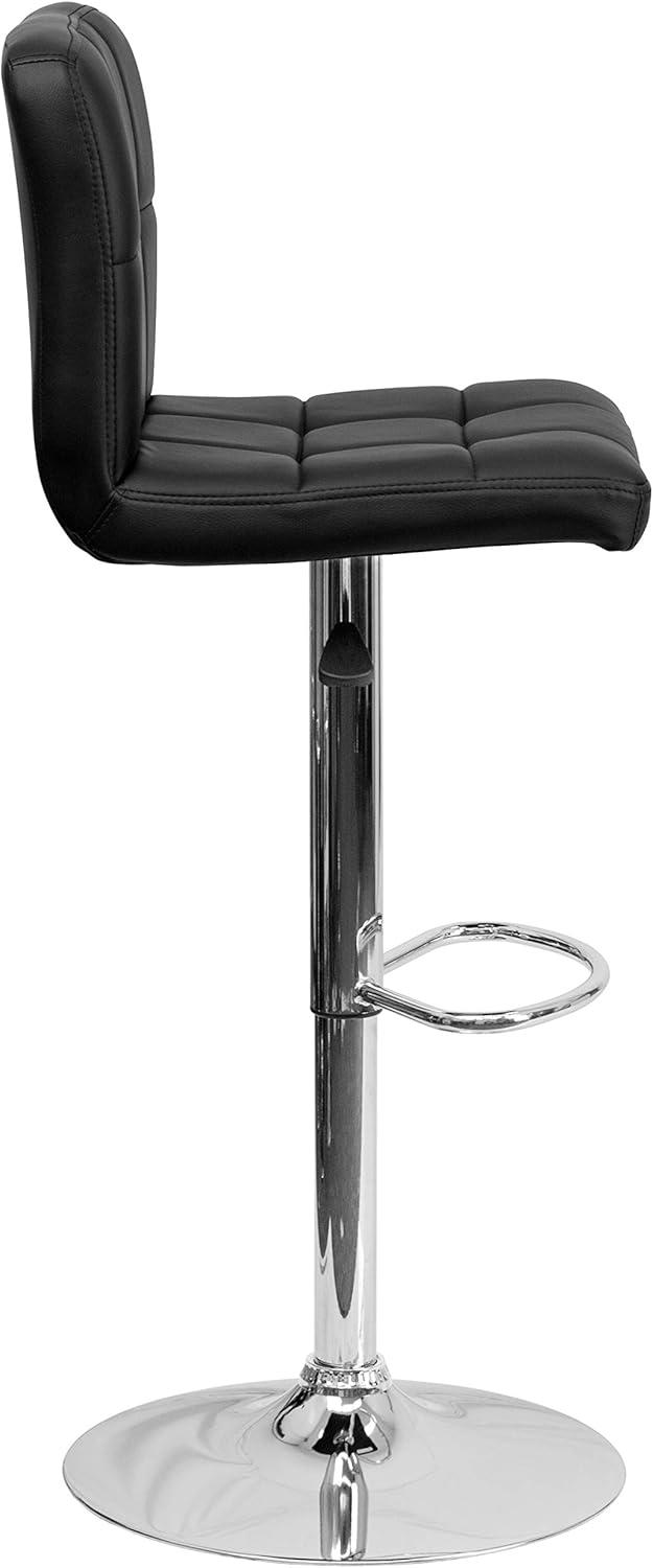 image:imageFlash Furniture Kathleen Contemporary White Quilted Vinyl Adjustable Height Barstool with Chrome Base Pack of 1Black
