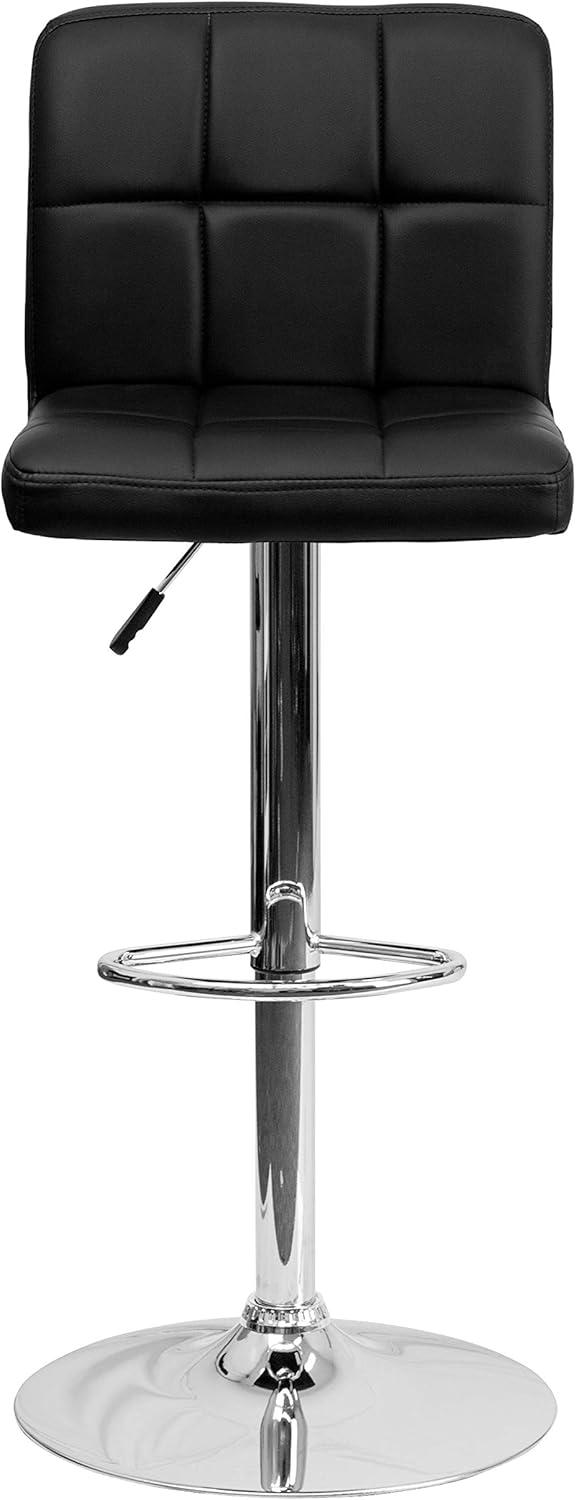 image:imageFlash Furniture Kathleen Contemporary White Quilted Vinyl Adjustable Height Barstool with Chrome Base Pack of 1Black