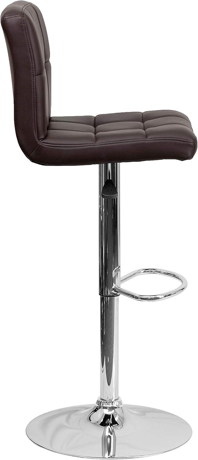 image:imageFlash Furniture Kathleen Contemporary White Quilted Vinyl Adjustable Height Barstool with Chrome Base Pack of 1Brown