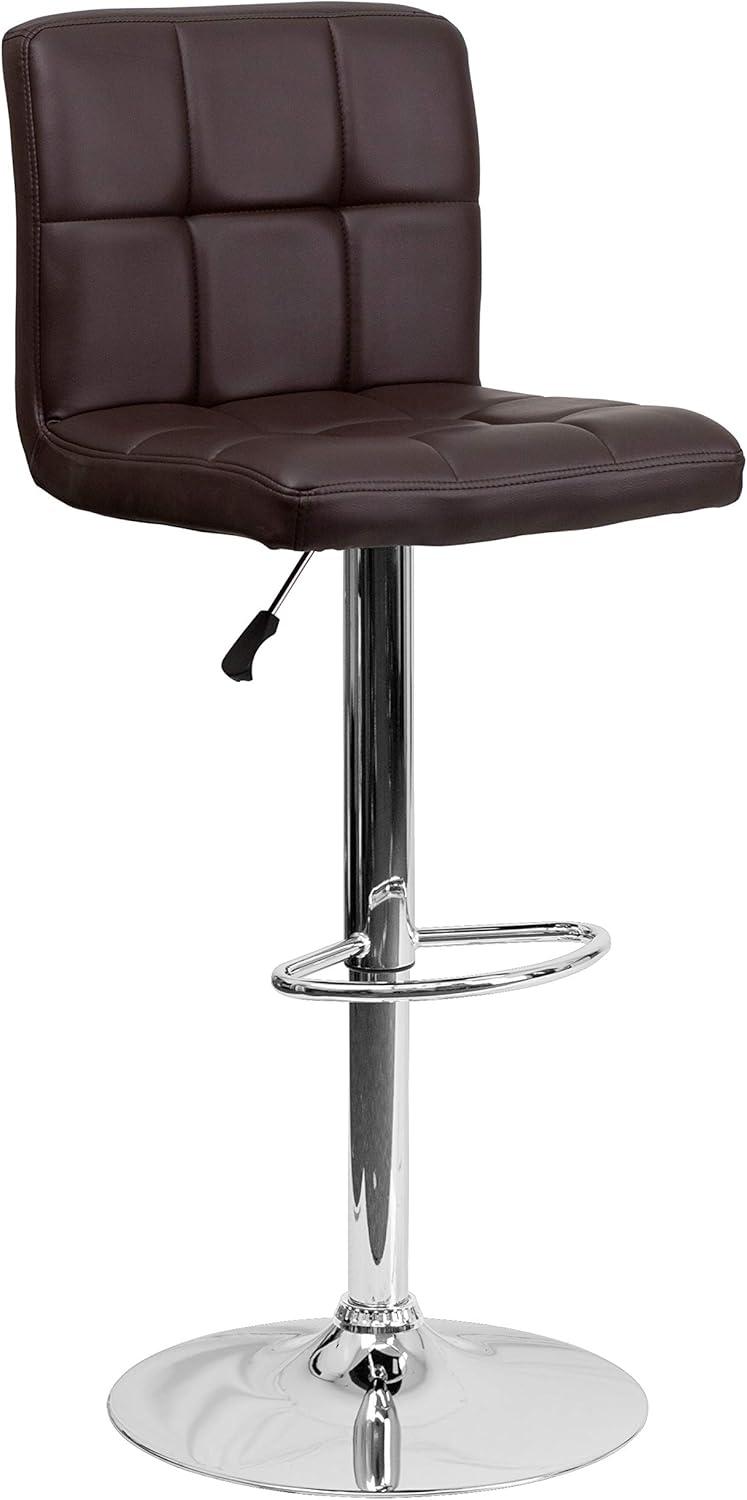 image:imageFlash Furniture Kathleen Contemporary White Quilted Vinyl Adjustable Height Barstool with Chrome Base Pack of 1Brown