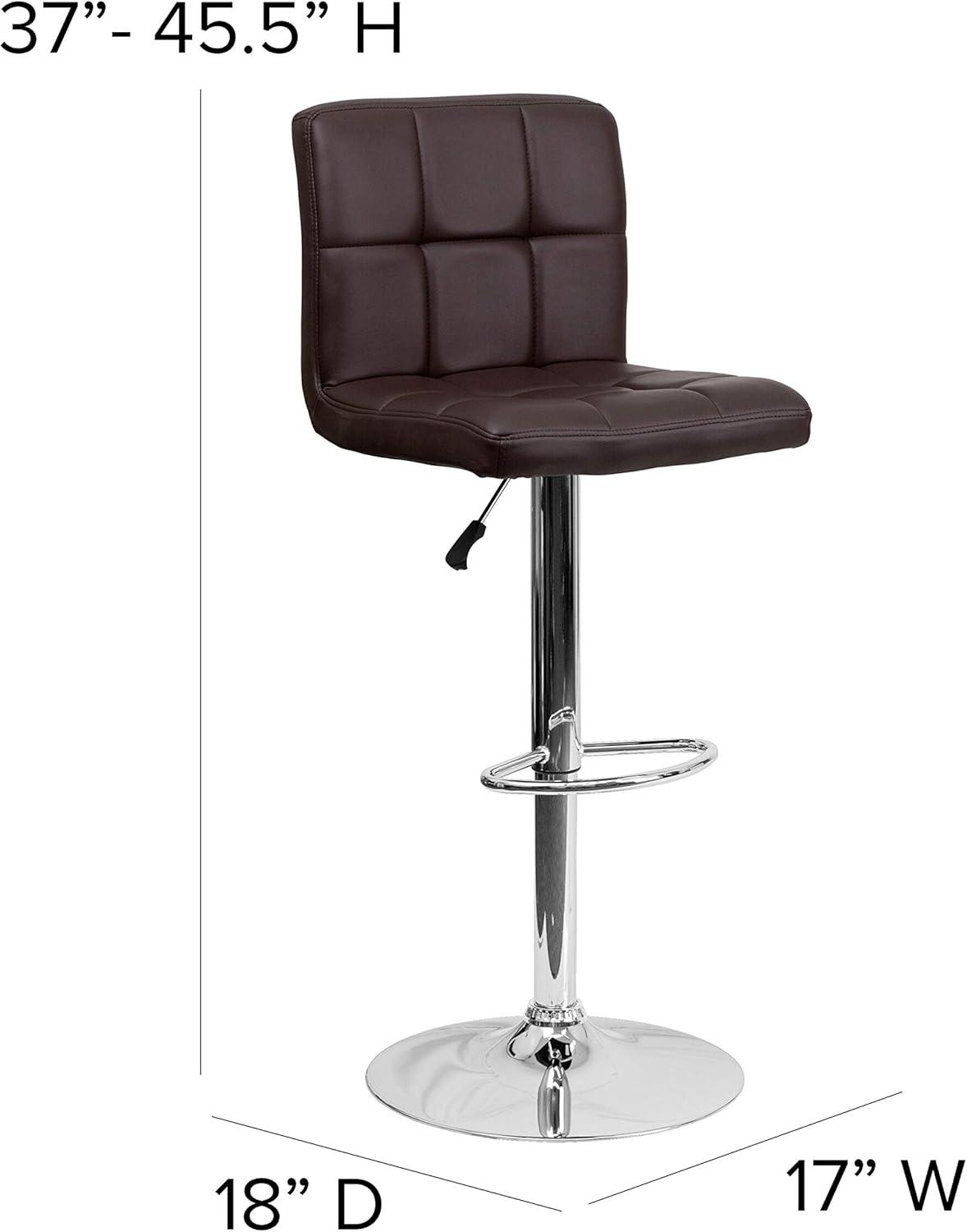 image:imageFlash Furniture Kathleen Contemporary White Quilted Vinyl Adjustable Height Barstool with Chrome Base Pack of 1Brown