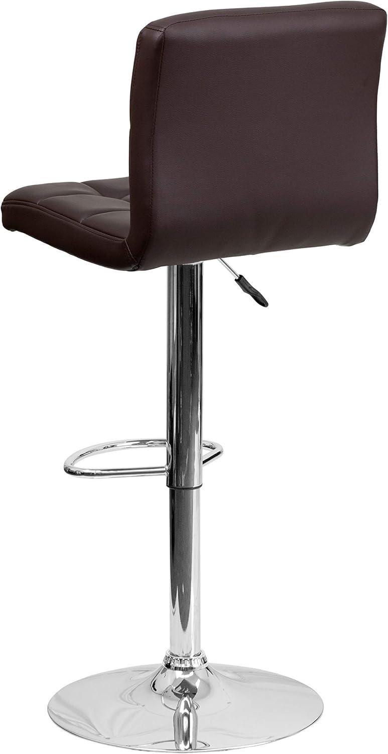 image:imageFlash Furniture Kathleen Contemporary White Quilted Vinyl Adjustable Height Barstool with Chrome Base Pack of 1Brown