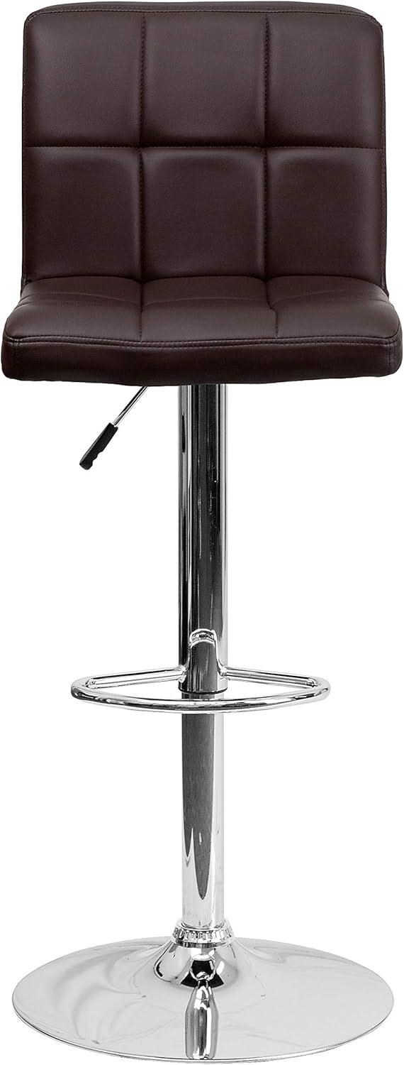 image:imageFlash Furniture Kathleen Contemporary White Quilted Vinyl Adjustable Height Barstool with Chrome Base Pack of 1Brown