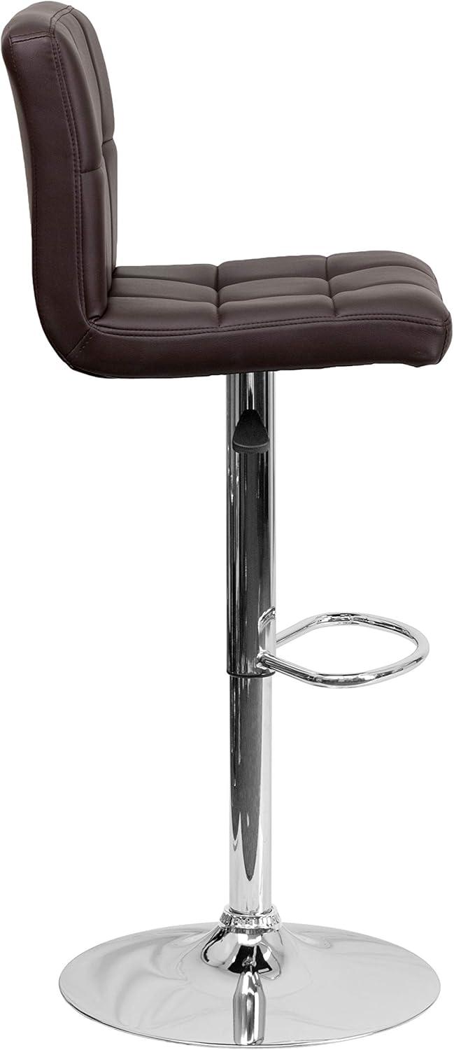 image:imageFlash Furniture Kathleen Contemporary White Quilted Vinyl Adjustable Height Barstool with Chrome Base Pack of 1Brown