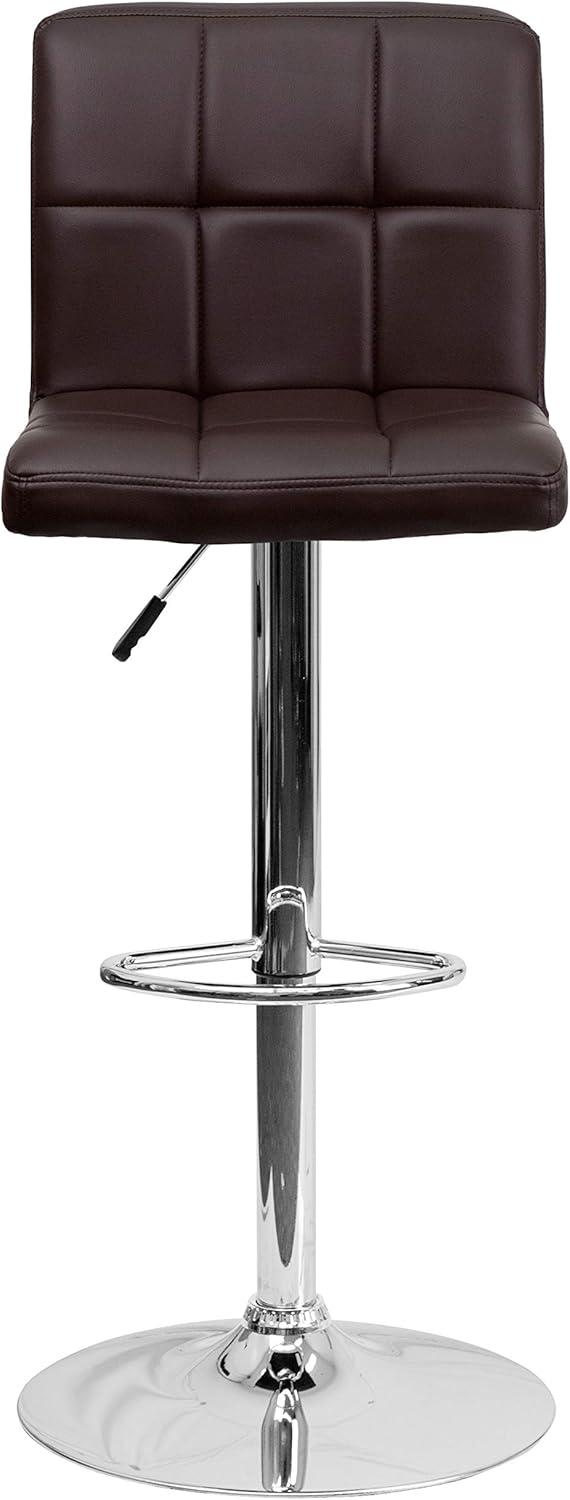 image:imageFlash Furniture Kathleen Contemporary White Quilted Vinyl Adjustable Height Barstool with Chrome Base Pack of 1Brown