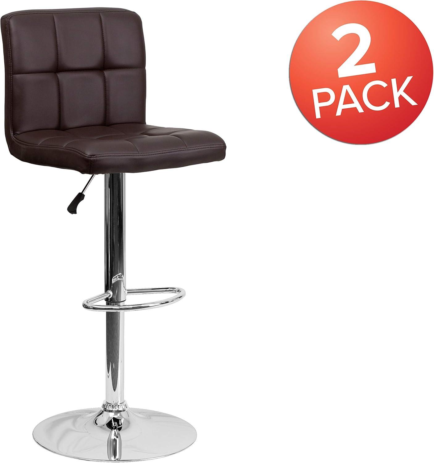 image:imageFlash Furniture Kathleen Contemporary White Quilted Vinyl Adjustable Height Barstool with Chrome Base Pack of 1Brown