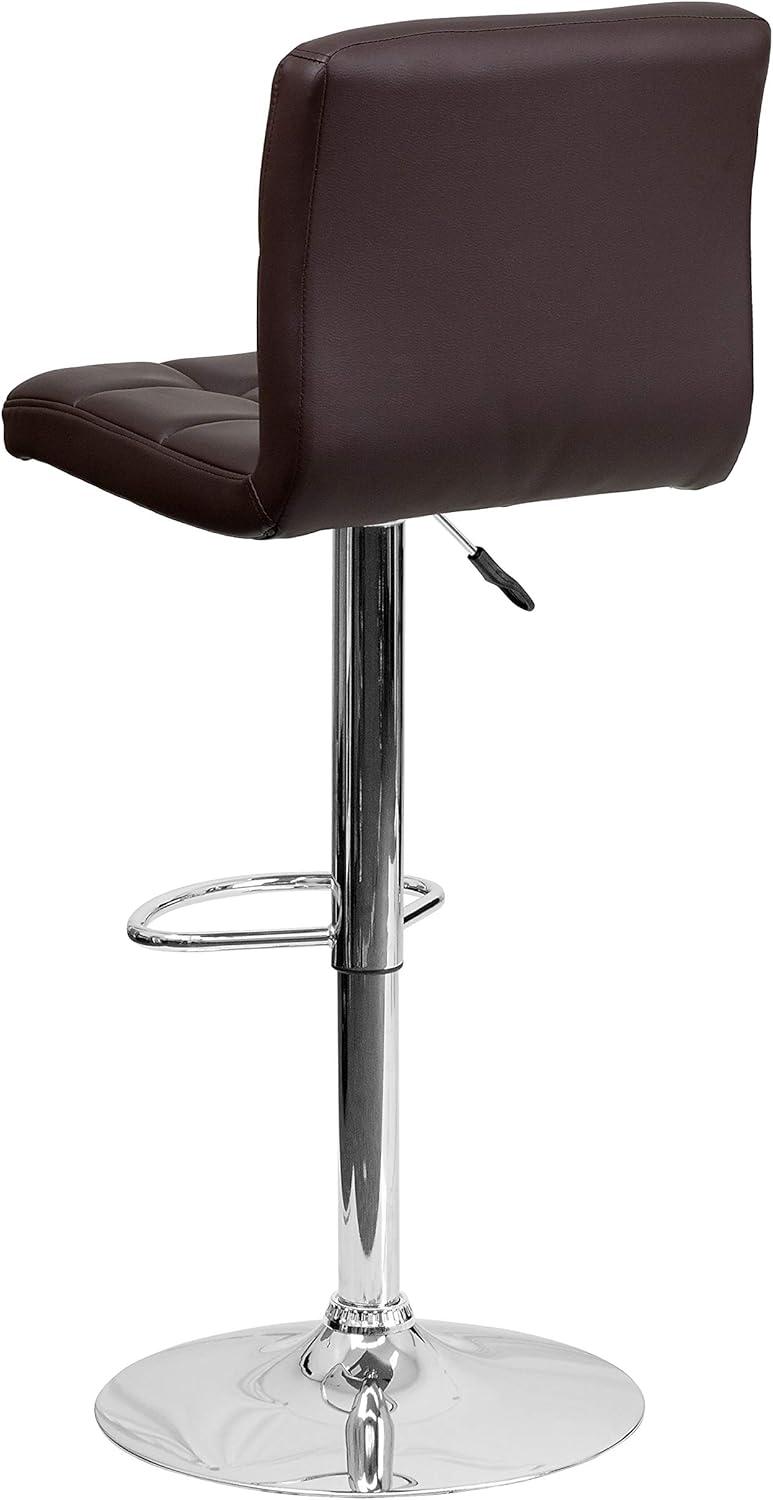 image:imageFlash Furniture Kathleen Contemporary White Quilted Vinyl Adjustable Height Barstool with Chrome Base Pack of 1Brown