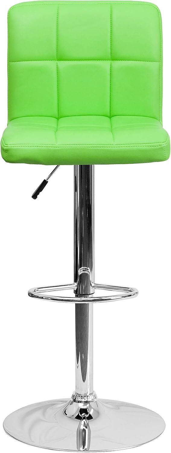 image:imageFlash Furniture Kathleen Contemporary White Quilted Vinyl Adjustable Height Barstool with Chrome Base Pack of 1Green