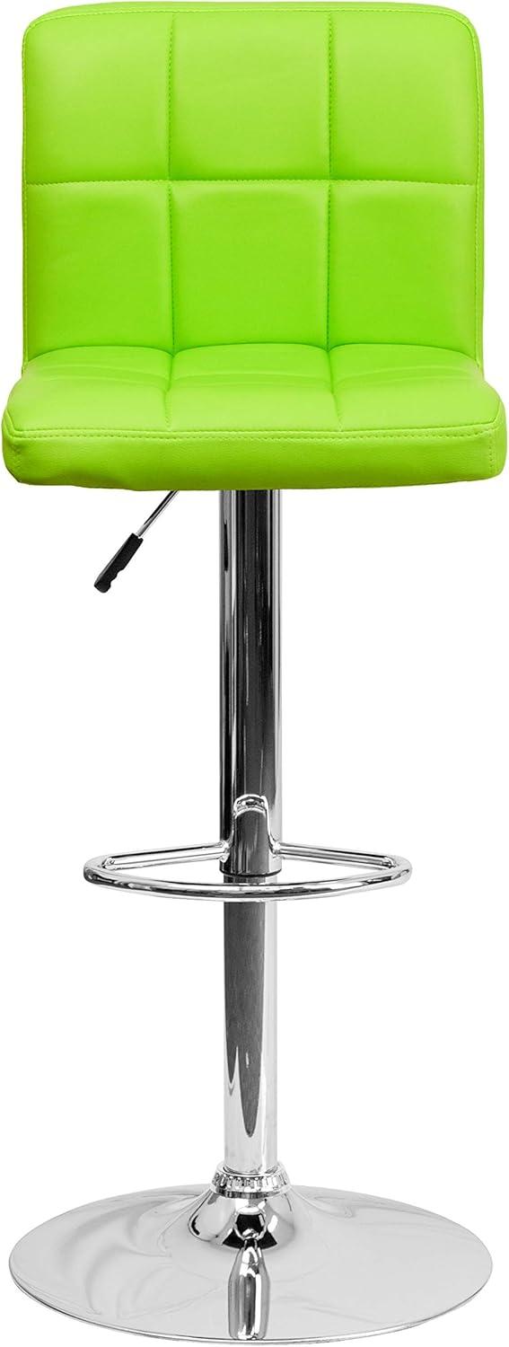 image:imageFlash Furniture Kathleen Contemporary White Quilted Vinyl Adjustable Height Barstool with Chrome Base Pack of 1Green