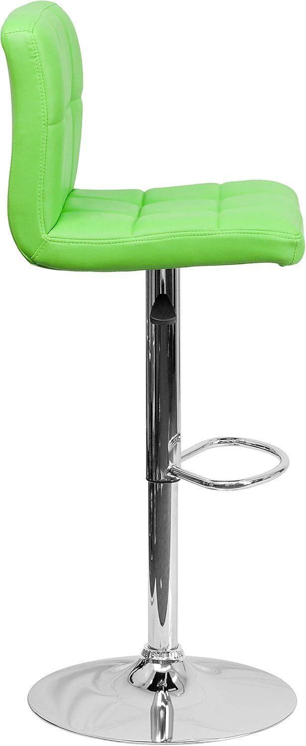 image:imageFlash Furniture Kathleen Contemporary White Quilted Vinyl Adjustable Height Barstool with Chrome Base Pack of 1Green