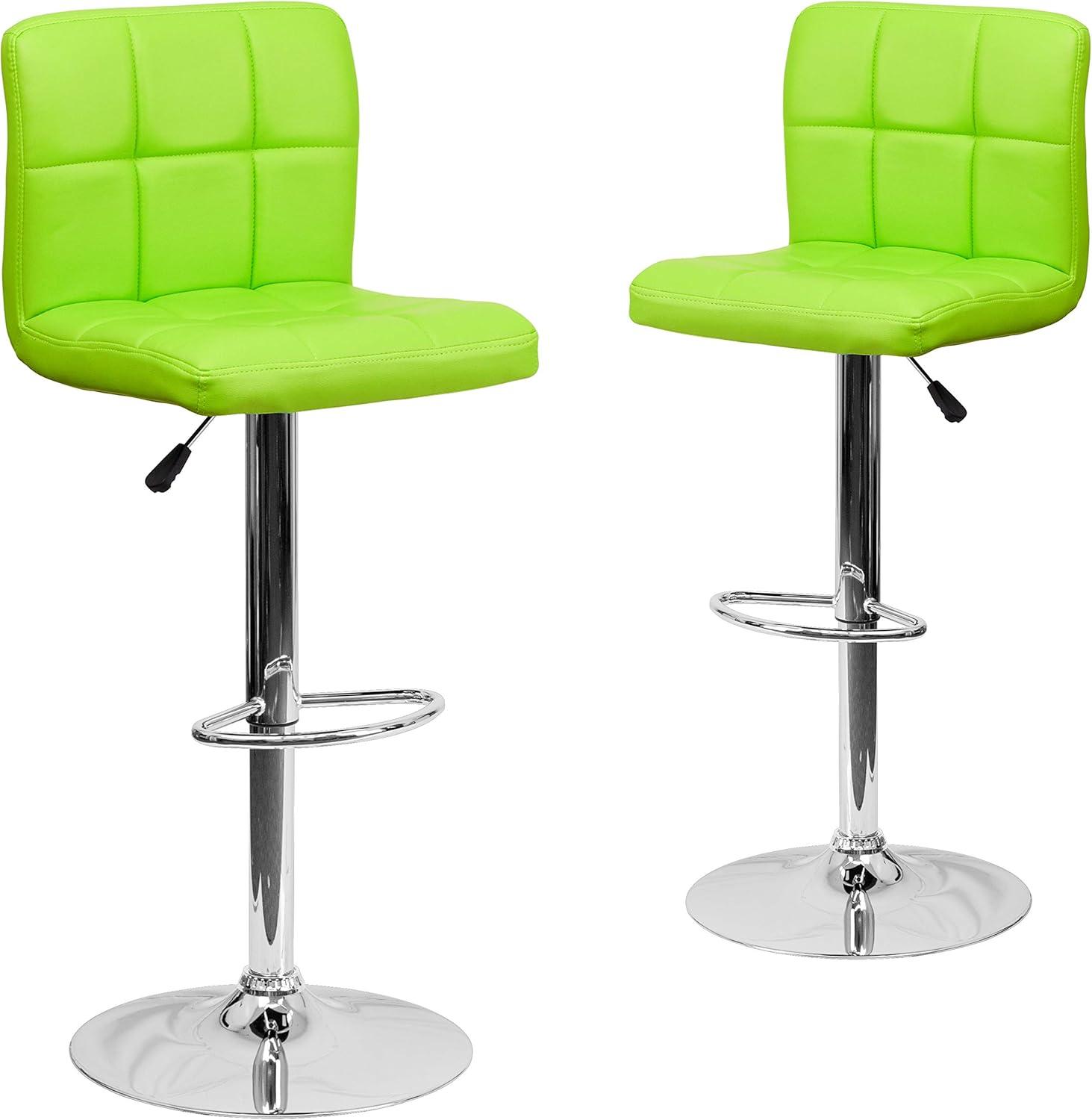 image:imageFlash Furniture Kathleen Contemporary White Quilted Vinyl Adjustable Height Barstool with Chrome Base Pack of 1Green