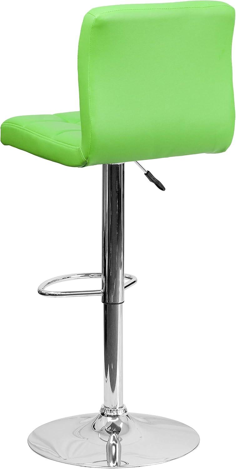 image:imageFlash Furniture Kathleen Contemporary White Quilted Vinyl Adjustable Height Barstool with Chrome Base Pack of 1Green