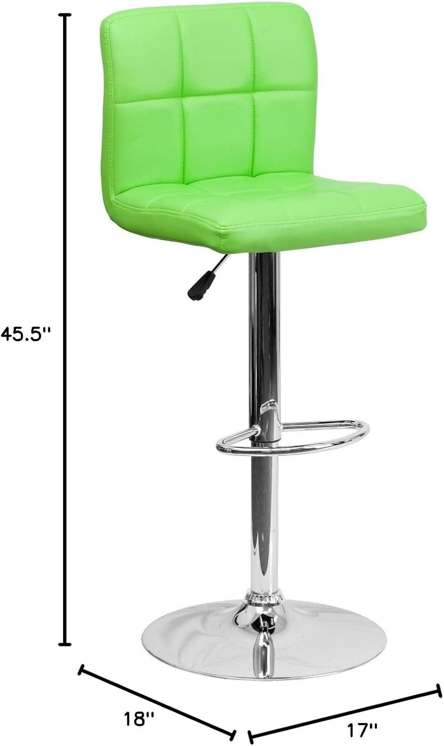 image:imageFlash Furniture Kathleen Contemporary White Quilted Vinyl Adjustable Height Barstool with Chrome Base Pack of 1Green