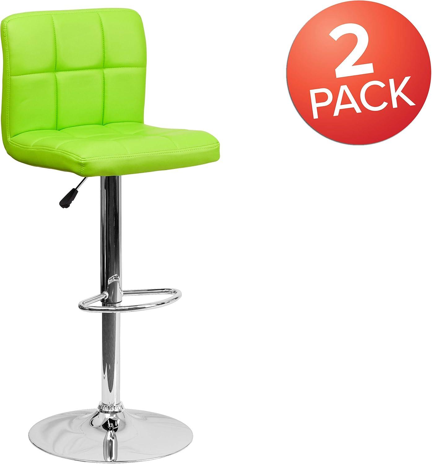 image:imageFlash Furniture Kathleen Contemporary White Quilted Vinyl Adjustable Height Barstool with Chrome Base Pack of 1Green