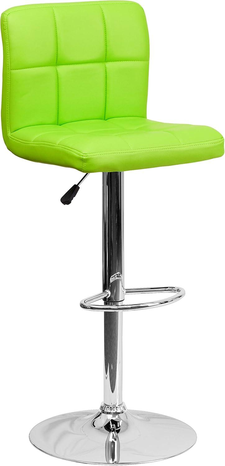 image:imageFlash Furniture Kathleen Contemporary White Quilted Vinyl Adjustable Height Barstool with Chrome Base Pack of 1Green