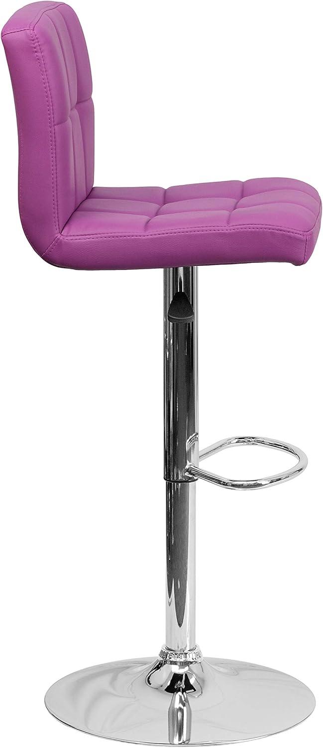image:imageFlash Furniture Kathleen Contemporary White Quilted Vinyl Adjustable Height Barstool with Chrome Base Pack of 1Purple