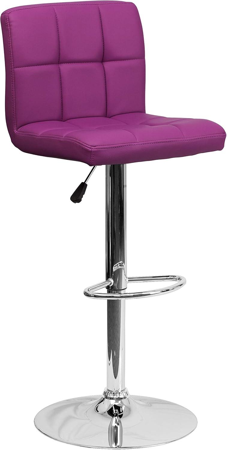 image:imageFlash Furniture Kathleen Contemporary White Quilted Vinyl Adjustable Height Barstool with Chrome Base Pack of 1Purple