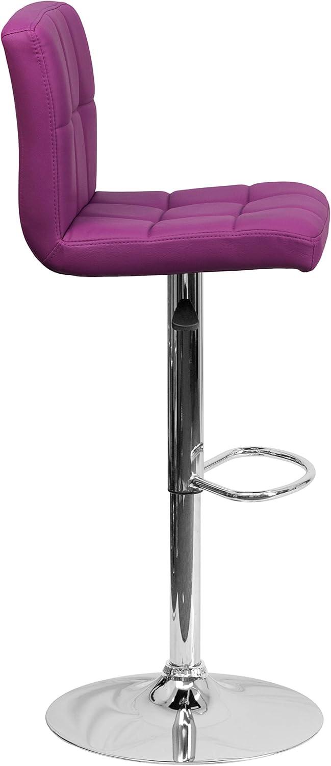 image:imageFlash Furniture Kathleen Contemporary White Quilted Vinyl Adjustable Height Barstool with Chrome Base Pack of 1Purple